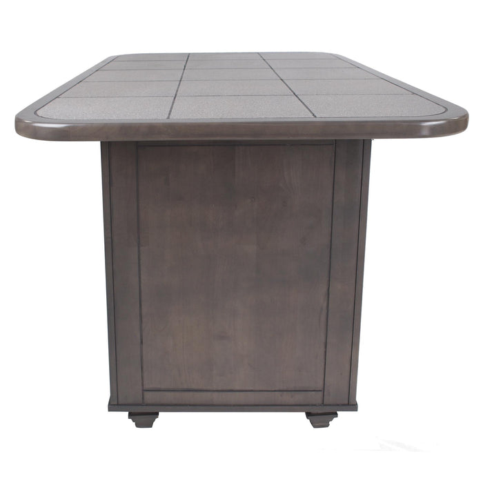 Sunset Trading Shades of Gray 3 Piece Kitchen Island Set | Grey Tile Top | 2 Barstools