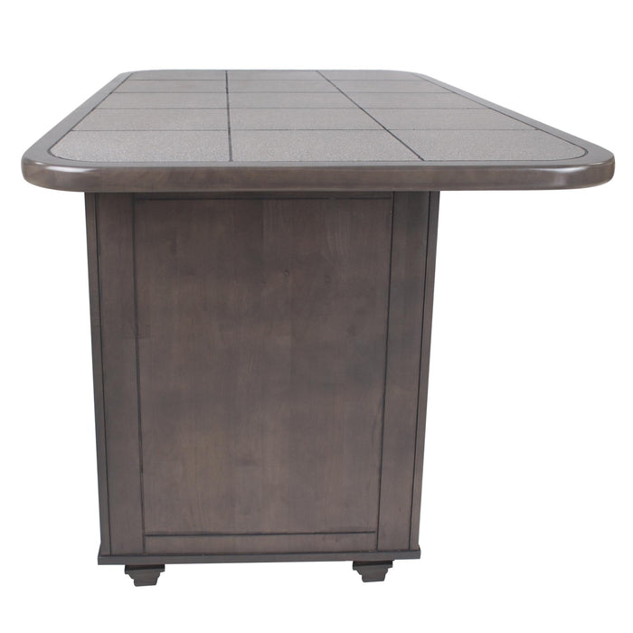 Sunset Trading Shades of Gray 3 Piece Kitchen Island Set | Grey Tile Top | 2 Barstools