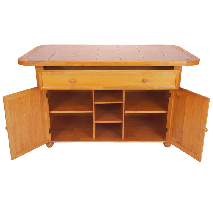 Sunset Trading Light Oak Kitchen Island | Terracotta Rose Tile Top