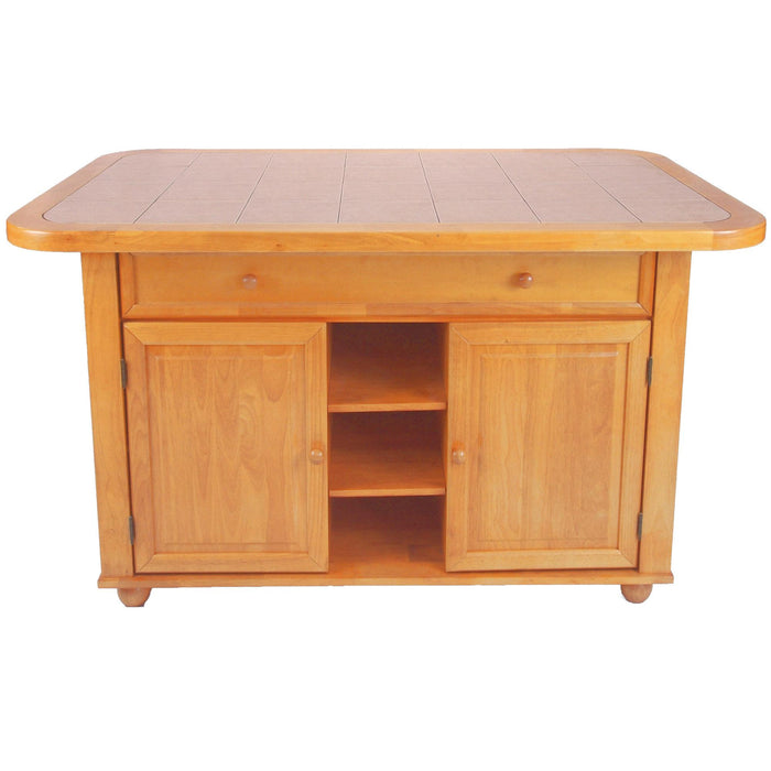 Sunset Trading Light Oak Kitchen Island | Terracotta Rose Tile Top