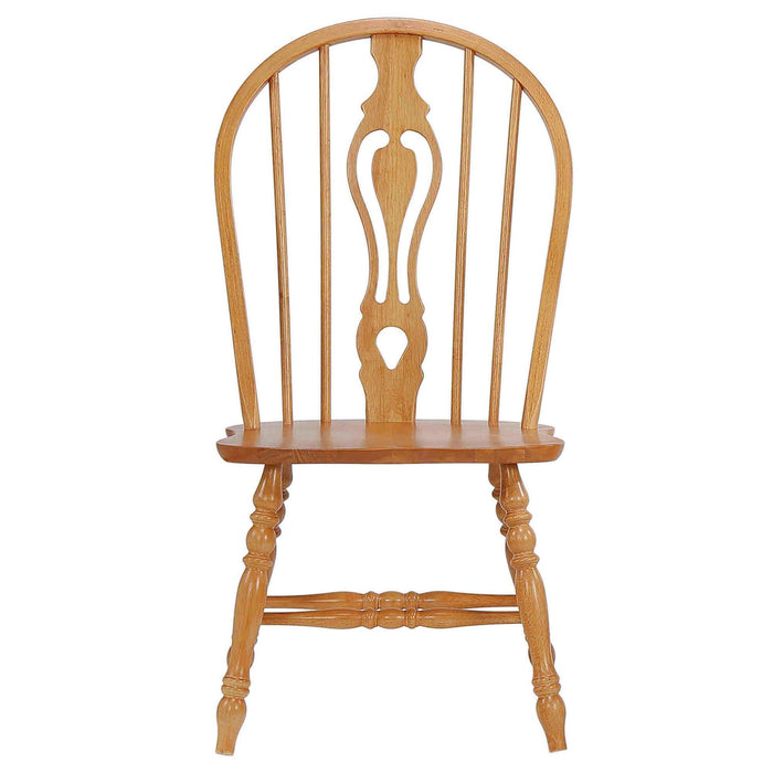 Sunset Trading Oak Selections Keyhole Windsor Dining Side Chairs | Light Oak Solid Wood | Set of 2 | Fully Assembled