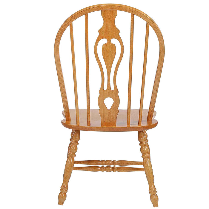 Sunset Trading Oak Selections Keyhole Windsor Dining Side Chairs | Light Oak Solid Wood | Set of 2 | Fully Assembled