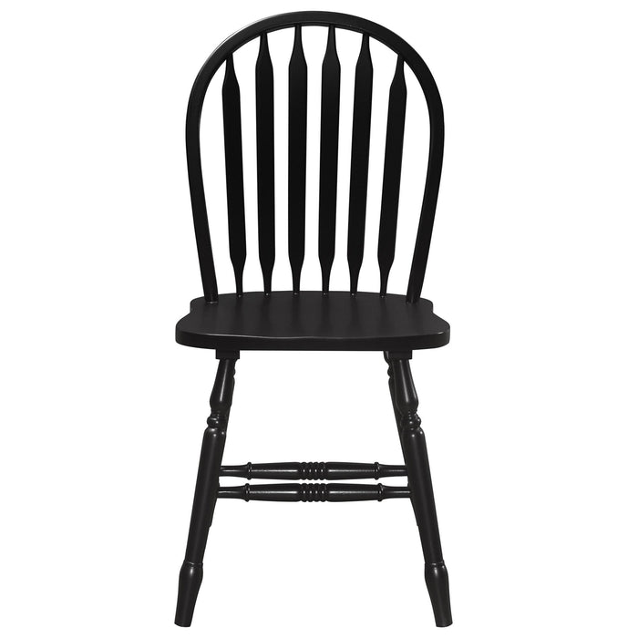 Sunset Trading Selections Windsor Arrowback Dining Chair | Antique Black/Cherry Distressing Solid Wood | Set of 4 Sidechairs