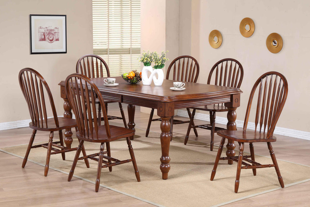 Sunset Trading Andrews Windsor Arrowback Dining Side Chair | Chestnut Brown Solid Wood | Set of 2 Fully Assembled Sidechairs