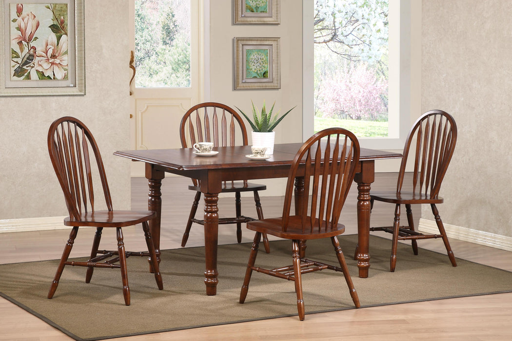 Sunset Trading Andrews Windsor Arrowback Dining Side Chair | Chestnut Brown Solid Wood | Set of 2 Fully Assembled Sidechairs
