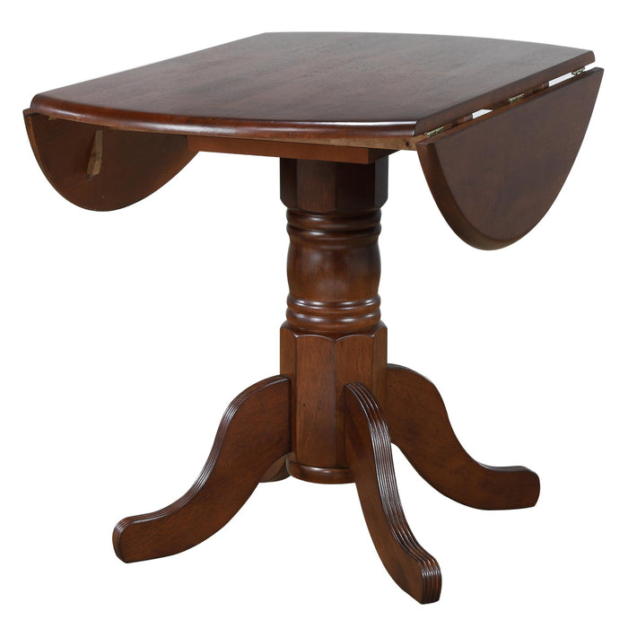 Sunset Trading Andrews 42" Round Extendable Drop Leaf Dining Table | Chestnut Brown | Seats 4