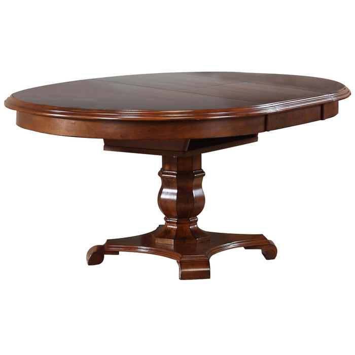 Sunset Trading Andrews 5 Piece 48" Round or 66" Oval Extendable Dining Set | Butterfly Leaf Table | Chestnut Brown | Seats 6