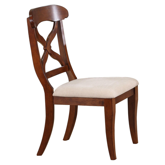 Sunset Trading Andrews 5 Piece 48" Round or 66" Oval Extendable Dining Set | Butterfly Leaf Table | Chestnut Brown | Seats 6