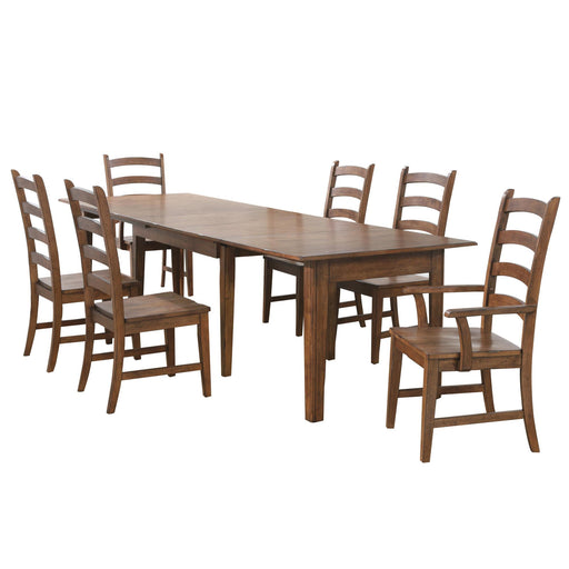 Sunset Trading Simply Brook 7 Piece 134" Rectangular Extendable Table Dining Set | Amish Brown | Seats 12 -  Chapter 11 Furniture (Lewiston, Maine)