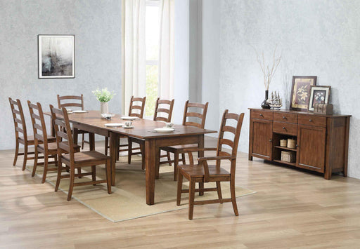 Sunset Trading Simply Brook 10 Piece 134" Rectangular Extendable Table Dining Set | Sideboard | Amish Brown | Seats 12 -  Chapter 11 Furniture (Lewiston, Maine)