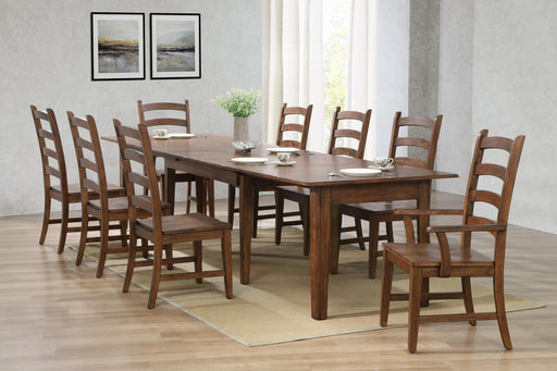 Sunset Trading Simply Brook 9 Piece 134" Rectangular Extendable Table Dining Set | Amish Brown | Seats 12 -  Chapter 11 Furniture (Lewiston, Maine)