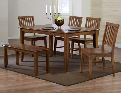Sunset Trading Simply Brook 6 Piece Rectangular Dining Set with Bench | Amish Brown Solid Wood | Seats 7 -  Chapter 11 Furniture (Lewiston, Maine)