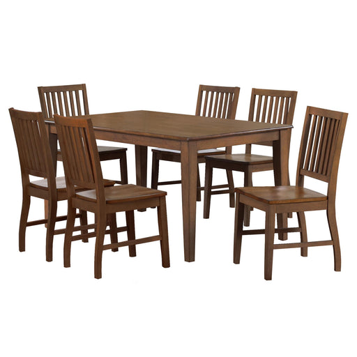 Sunset Trading Simply Brook 7 Piece 60" Rectangular Table Dining Set | 6 Chairs | Amish Brown | Seats 7 -  Chapter 11 Furniture (Lewiston, Maine)