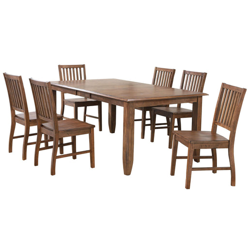 Sunset Trading Simply Brook 7 Piece 72" Rectangular Extendable Table Dining Set | 6 Slat Back Chairs| Amish Brown | Seats 8 -  Chapter 11 Furniture (Lewiston, Maine)