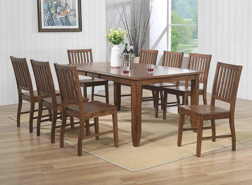 Sunset Trading Simply Brook 9 Piece 72" Rectangular Extendable Table Dining Set | 8 Slat Back Chairs| Amish Brown | Seats 8 -  Chapter 11 Furniture (Lewiston, Maine)