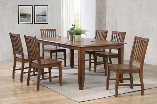 Sunset Trading Simply Brook 8 Piece 72" Rectangular Extendable Table Dining Set | Sideboard | Amish Brown | Seats 8 -  Chapter 11 Furniture (Lewiston, Maine)