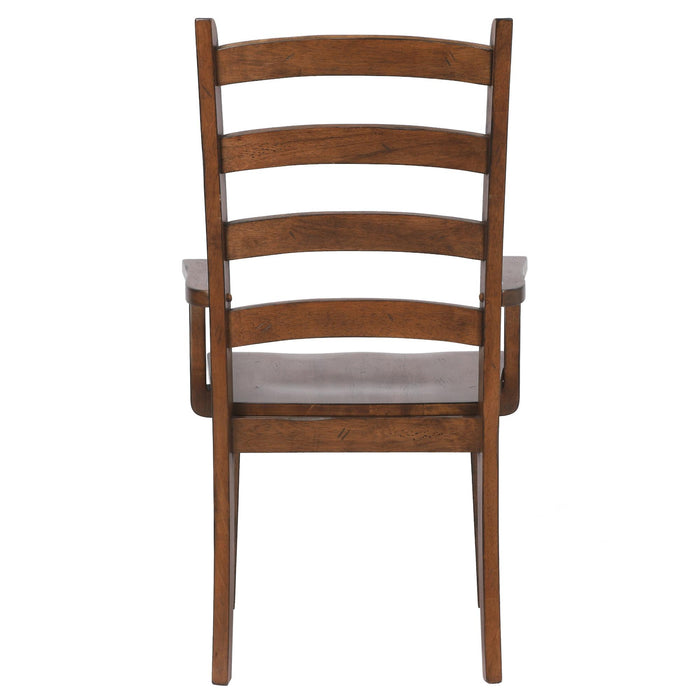 Sunset Trading Simply Brook Ladder Back Dining Chair with Arms | Set of 2 | Amish Brown