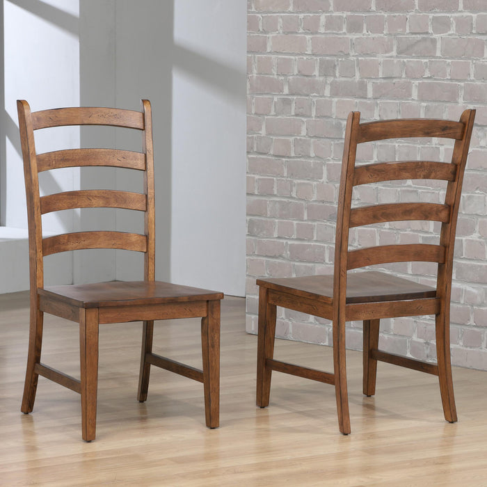 Sunset Trading Simply Brook Ladder Back Dining Chair | Set of 2 | Amish Brown