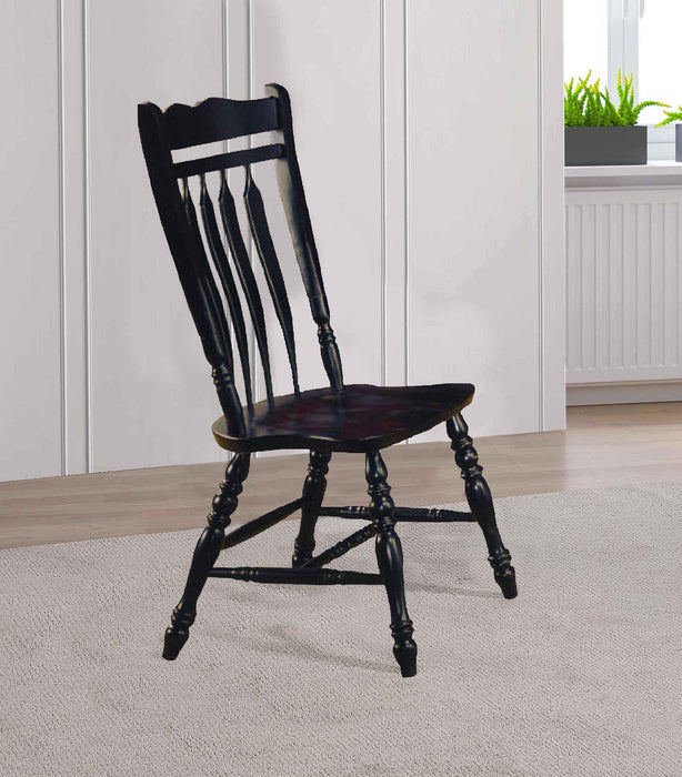 Sunset Trading Black Cherry Selections Aspen Dining Chair | Antique Black | Set of 2