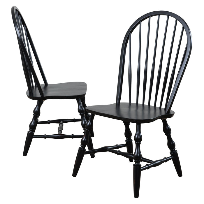 Sunset Trading Black Cherry Selections Windsor Spindleback Dining Chair with Arms | Antique Black