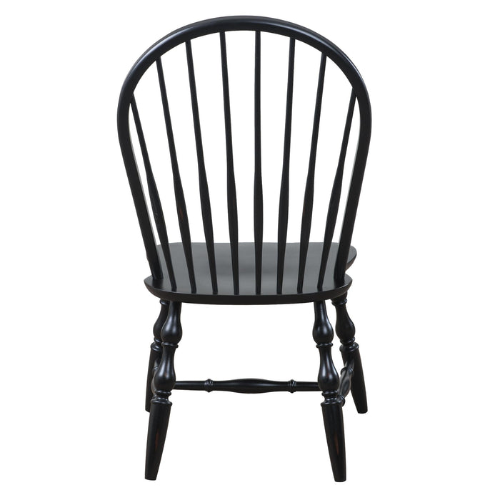 Sunset Trading Black Cherry Selections Windsor Spindleback Dining Chair with Arms | Antique Black