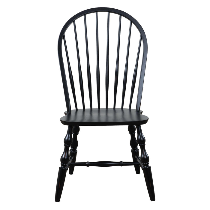 Sunset Trading Black Cherry Selections Windsor Spindleback Dining Chair with Arms | Antique Black