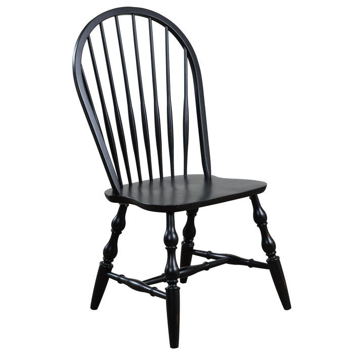Sunset Trading Black Cherry Selections Windsor Spindleback Dining Chair with Arms | Antique Black