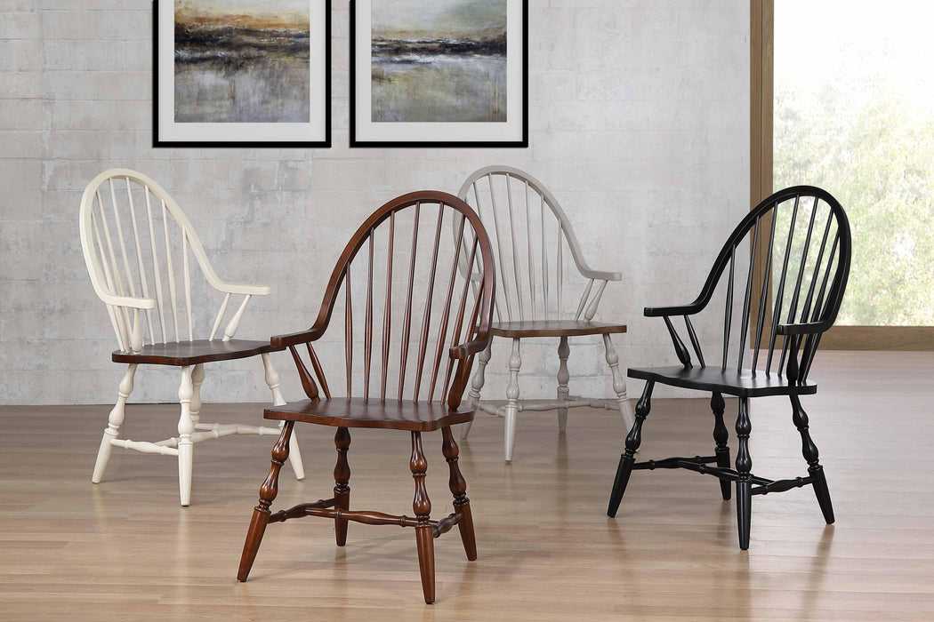 Sunset Trading Black Cherry Selections Windsor Spindleback Dining Chair with Arms | Antique Black