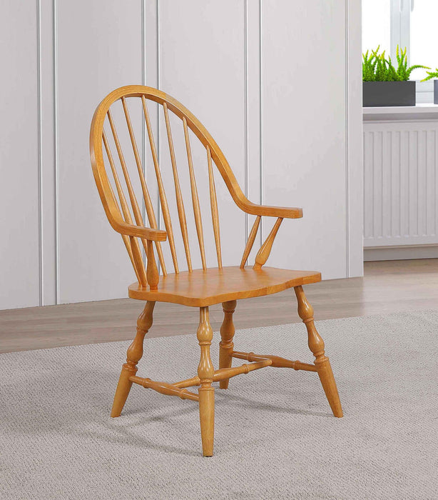 Sunset Trading Oak Selections Windsor Dining Chair with Arms | Light Oak Armchair