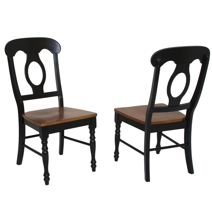 Sunset Trading Black Cherry Selections Napoleon Dining Chair | Antique Black and Cherry | Set of 2