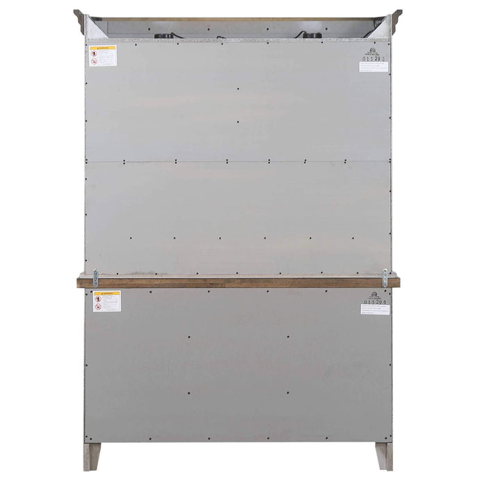 Sunset Trading Country Grove Buffet and Lighted Hutch | Distressed Gray and Brown Wood