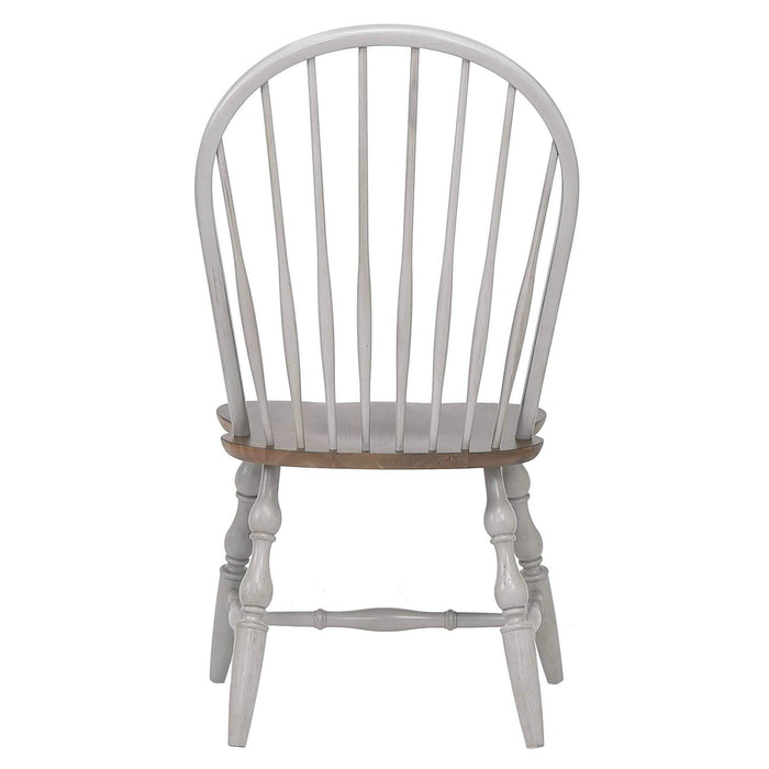 Sunset Trading Country Grove Windsor Dining Chair | Distressed Gray and Brown Wood | Set of 2