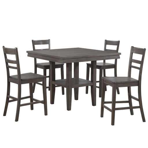 Sunset Trading Shades of Gray 5 Piece 45" Square Pub Set | Table with Storage Shelf | Counter Height Dining | Seats 6 -  Chapter 11 Furniture (Lewiston, Maine)