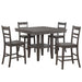 Sunset Trading Shades of Gray 5 Piece 45" Square Pub Set | Table with Storage Shelf | Counter Height Dining | Seats 6 -  Chapter 11 Furniture (Lewiston, Maine)