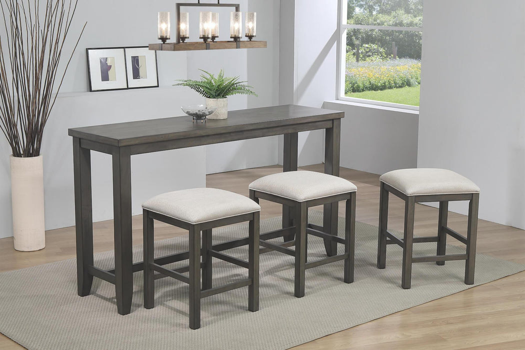 Sunset Trading Shades of Gray 65" Rectangular Narrow Pub Table | Small Space Counter Height Dining | Sofa Console | Seats 6