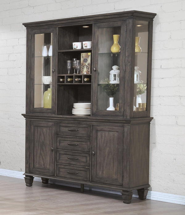Sunset Trading Shades of Gray Buffet | 4 Drawers and 2 Storage Cabinets
