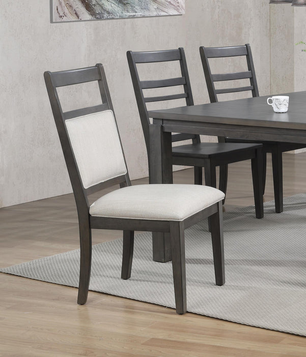 Sunset Trading Shades of Gray Upholstered Slat Back Dining Chair | Set of 2