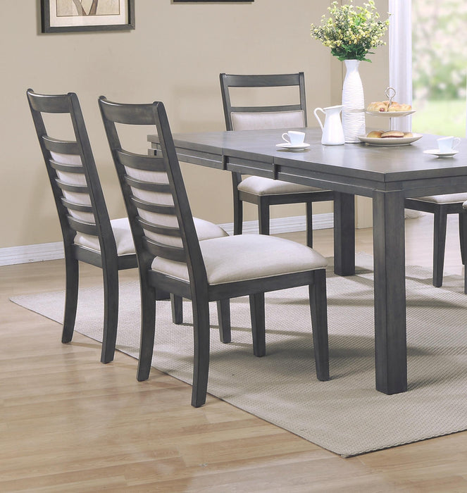 Sunset Trading Shades of Gray Upholstered Slat Back Dining Chair | Set of 2