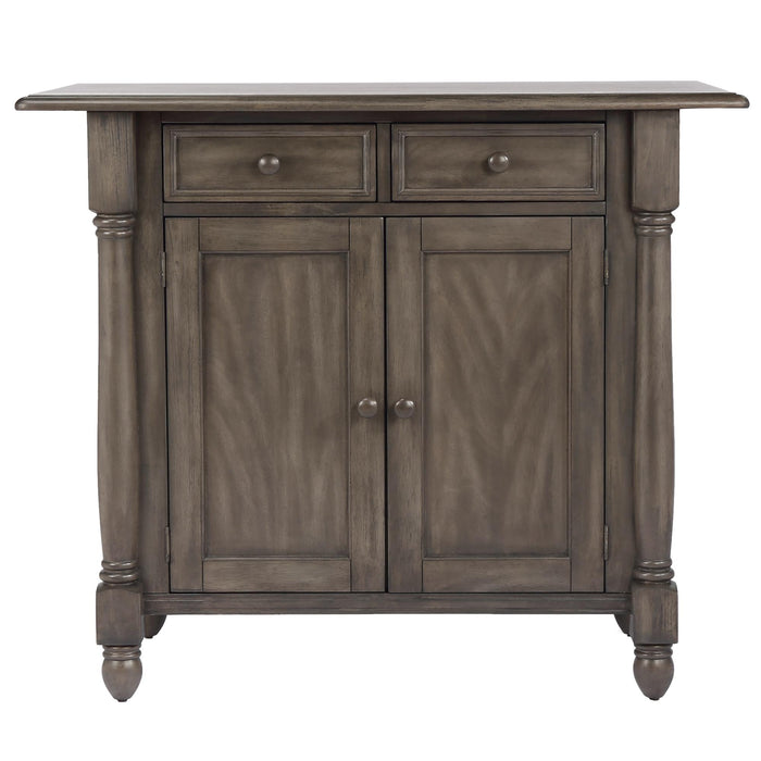 Sunset Trading Shades of Gray Expandable Drop Leaf Kitchen Island Set with 2 Stools | Drawers and Cabinet