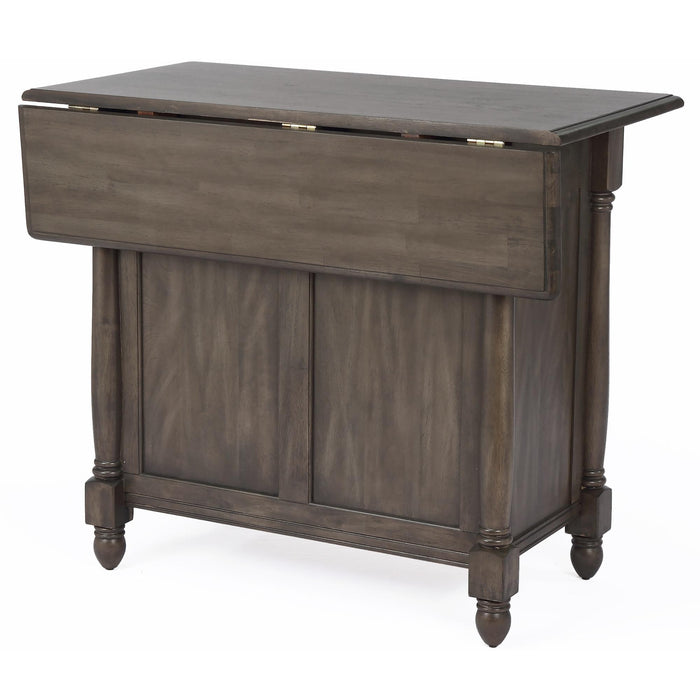 Sunset Trading Shades of Gray Expandable Drop Leaf Kitchen Island Set with 2 Stools | Drawers and Cabinet