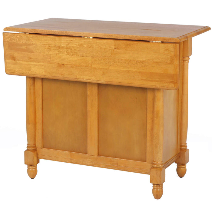 Sunset Trading Light Oak Extendable Kitchen Island with Drop Leaf Top | Drawers and Cabinet