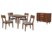 Sunset Trading Mid Century 6 Piece 60" Rectangular Dining Table Set | Padded Performance Fabric Seats | Server | Seats 6 -  Chapter 11 Furniture (Lewiston, Maine)
