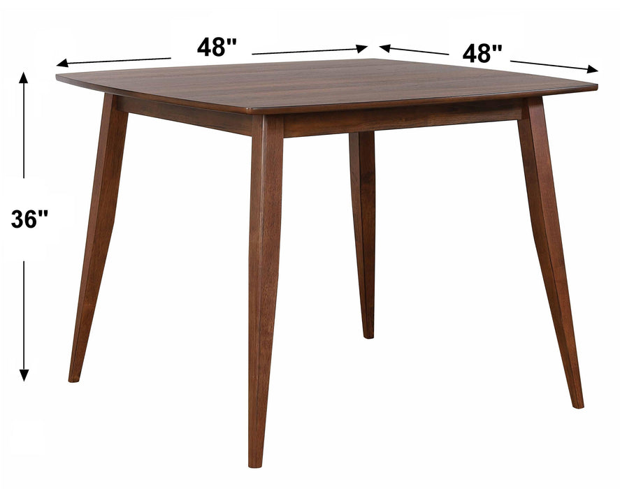 Sunset Trading Mid Century 48" Square Counter Height Pub Dining Table | Danish Brown Wood | Seats 4,6
