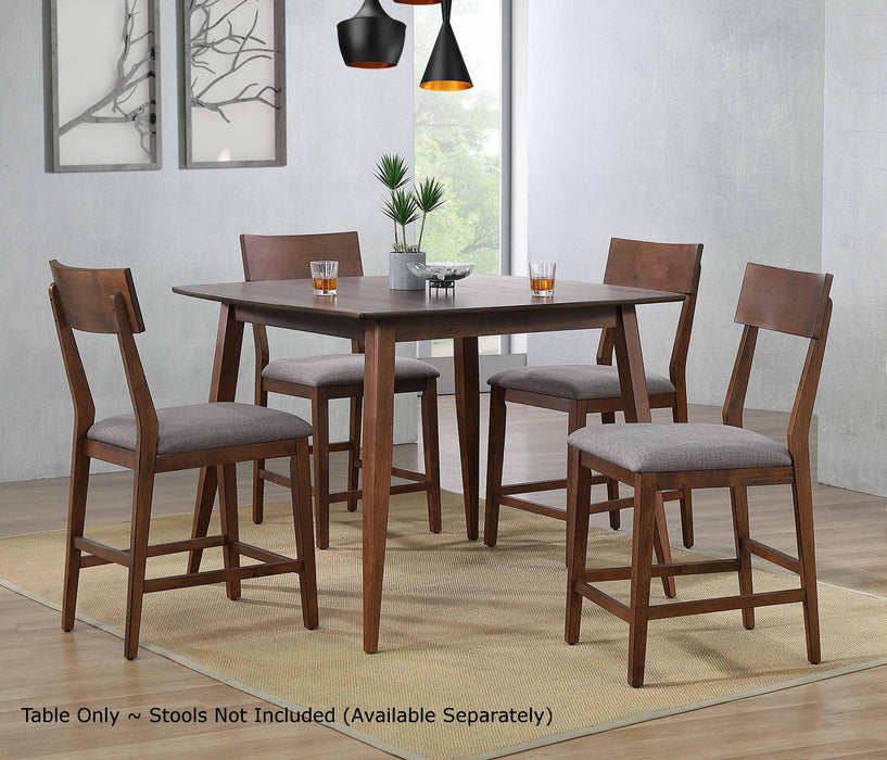 Sunset Trading Mid Century 48" Square Counter Height Pub Dining Table | Danish Brown Wood | Seats 4,6