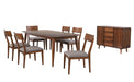 Sunset Trading Mid Century 8 Piece 78" Rectangular Dining Table Set | Padded Performance Fabric Seats | Server | Seats 6 -  Chapter 11 Furniture (Lewiston, Maine)