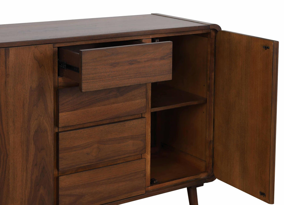 Sunset Trading Mid Century Server | 4 Drawers and 2 Storage Cabinets