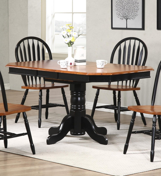 Sunset Trading Black Cherry Selections 60" Oval Extendable Pedestal Dining Table | Antique Black with Cherry | Seats 6