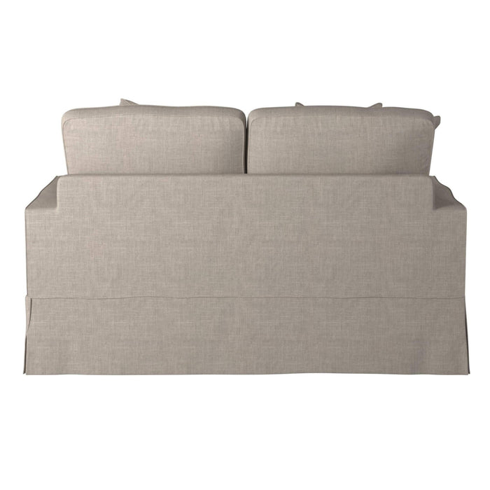 Sunset Trading Americana Box Cushion Slipcovered Loveseat | Light Gray