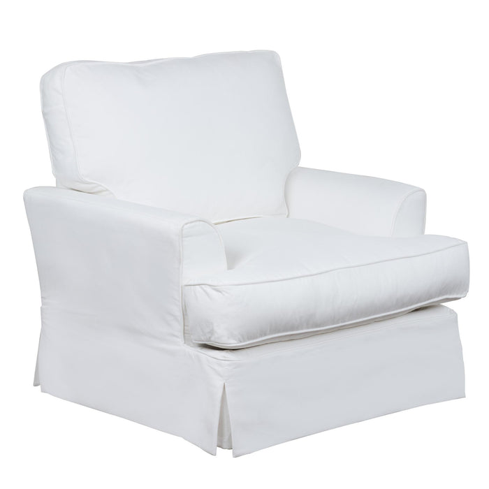 Sunset Trading Ariana Slipcovered Chair with Ottoman | Stain Resistant Performance Fabric | White