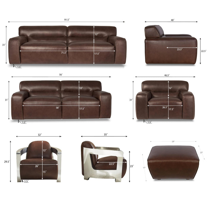 Sunset Trading Milan Leather Loveseat | Brown